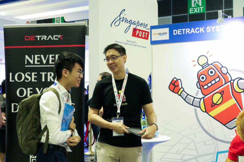 Daniel sharing ElasticRoute's benefits with a guest